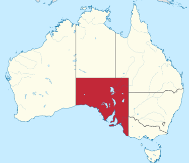Map of Australia with South Australia in red