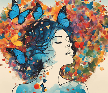 Dessin d’une femme en train de rêver, expression de l’imaginaire et de la créativité