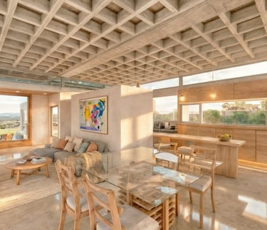 comedor, estar, cocina, integrados, muy luminoso con grandes ventanales. arquitectura con sentido