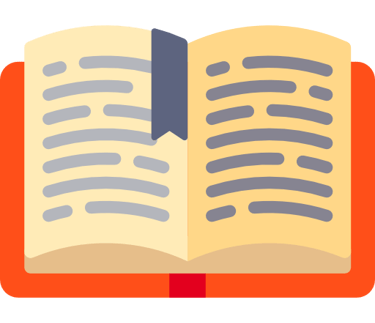 Illustration of an open book representing learning or blog articles.