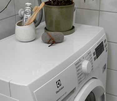 An energy-efficient washing machine being used to help lower utility bills