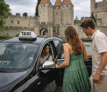 Service de taxi à proximité de la Cité médiévale de Carcassonne