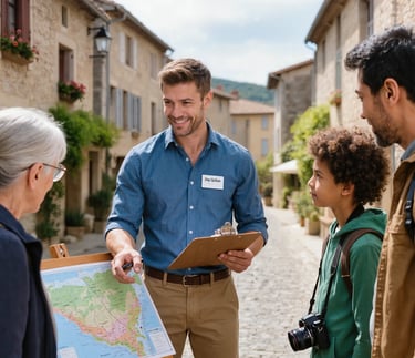 Guide local faisant découvrir aux visiteurs le centre historique de Quillan