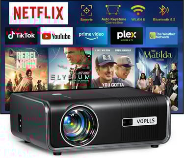 VOPLLS Smart Proyector 28000 Lumen Smart Proyector WiFi Bluetooth 