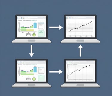 A desktop monitor displaying the Oracle Data Integrator ETL tool interface for data movement.