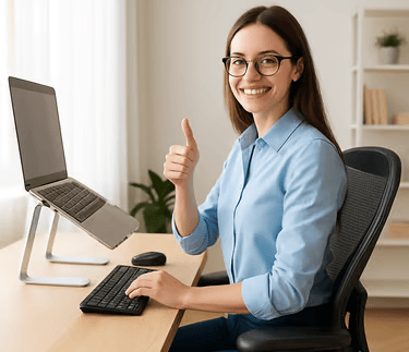 postura corregida teletrabajando