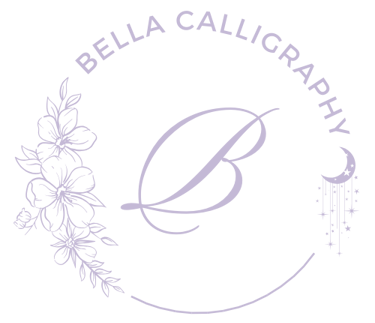 Bela calligraphy logo with flora and moon and star sun catcher. Bottle painting & Engraving services