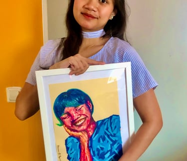 Self Portrait, Paper Collage, Mixed Media, Batik Portrait, Custom Batik Art, Commissioned Batik