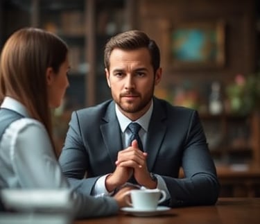 A business woman ask her coach for advice.