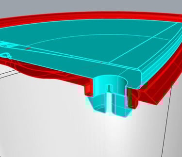 Solid model illustrating lid locking and sealing mechanism, designed by Koorosh Shojaei