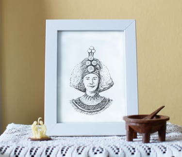Taupou Samoa Portrait Illustration Art Print