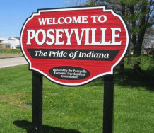 Poseyville Indiana welcome sign