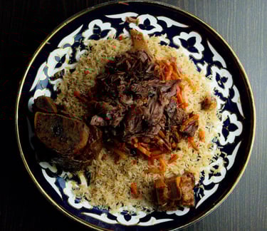 a plate of food with meat and vegetables