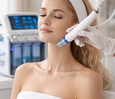 Une femme se fait nettoyer la peau avec hydroface durant un soin detox visage