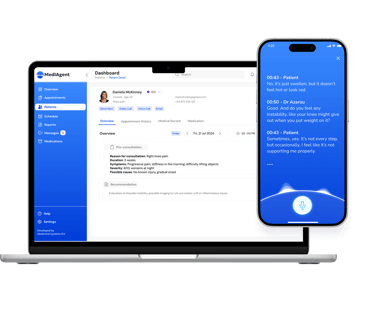MedIAgent es el asistente médico con IA que transcribe y resume consultas en tiempo real. 