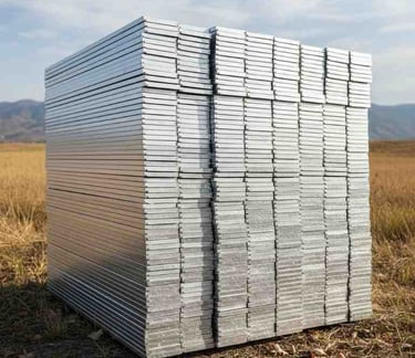 “Bulk packed aluminium plates on pallets for export shipment and wholesale supply”