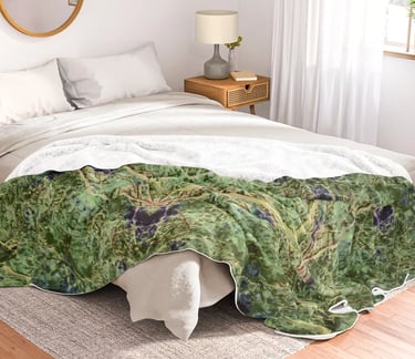 Digital image featuring an abstract forest kaleidoscope design on a Throw Blanket.