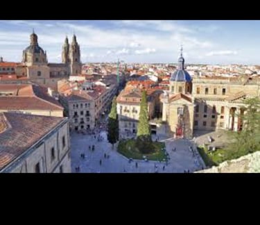 a city street scene with a wide angle of a city