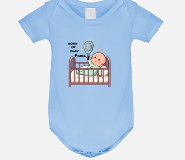 a baby's bodysuit with a tennis racket