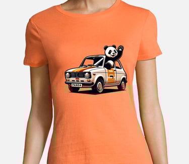 a woman in a panda bear shirt with a panda bear on it