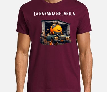 a man in a red shirt with a pumpkin on it