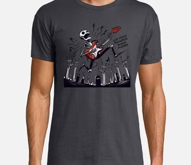 a man in a t - shirt with a guitar