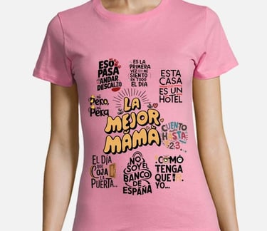 a woman wearing a pink shirt with a pink shirt and white pants