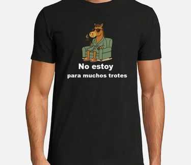 a man wearing a black shirt with a horse on it