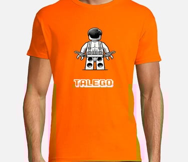 a man in a orange shirt with a lego - style lego - style lego -