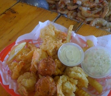 a plate of fried seafood