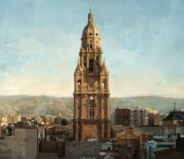 Torre de la Catedral. Murcia. Pintura al óleo creada por Miguel Vivo