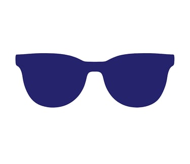 Icône bleue représentant des lunettes de soleil, symbole de protection solaire Isovergne