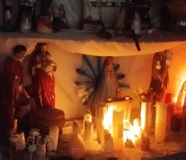 altar de hechizo de amor con velas
