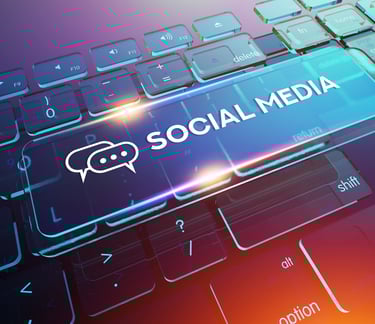 a keyboard with a social media concept of social media