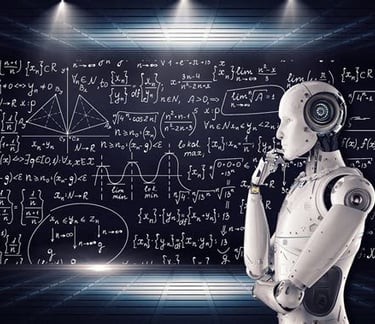 Photo monatge d'un robot en pleine concentration