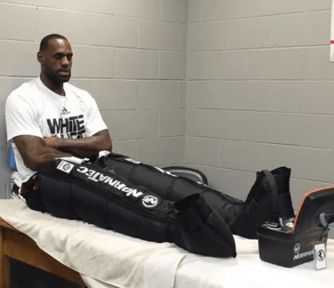 LeBron James using Normatec compression boots