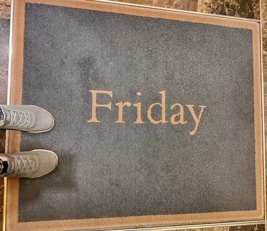 Rug with the word "Friday"