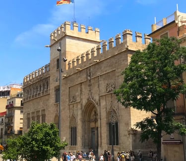 Magnificent Gothic facade of Valencia's Silk Exchange (La Lonja)