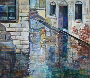 Venecia, óleo del artista pintor Argi Girón. Venice, oil, artist, art, painter