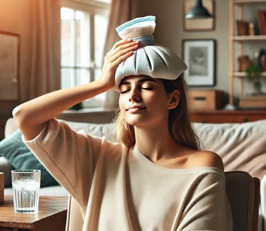 a woman with a hat on her head and a cup of water