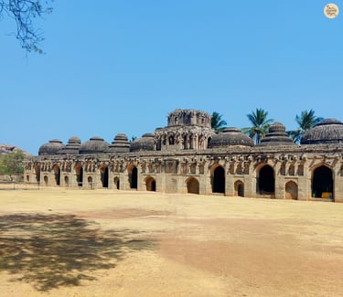 Elephant Stables in Hampi - symmetrical domes that once housed royal giants.