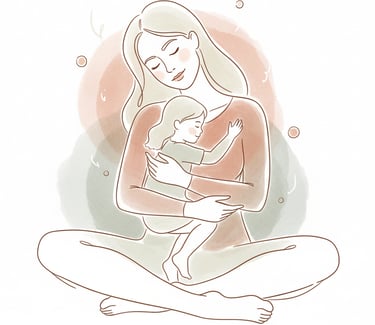 a drawing of a young woman embracing her inner child