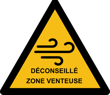 déconseillé zone venteuse
