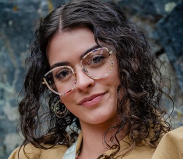 Woman wearing a eco-conscious designer frame