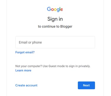 blog sign in