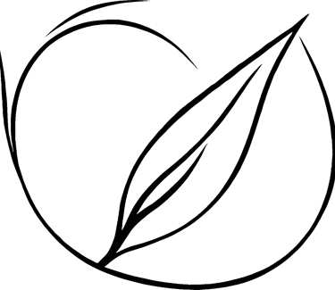 Line drawing of a leaf in a circle used as a bullet point