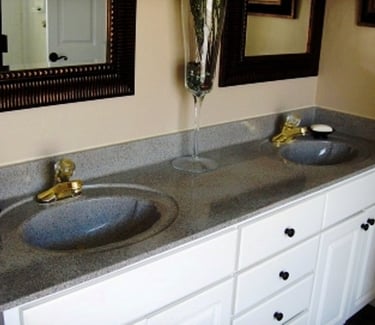 Bathroom counter resurfaced to look modern