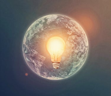 A serene professional in a navy suit practicing mindfulness outdoors at sunrise.