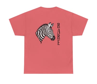 RARE | Zebra Face Outline | Cotton Tee | Back Coral Silk