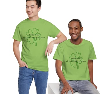 a little Irish, a lot of health problems | Four-leaf clover | Cotton Tee, lime